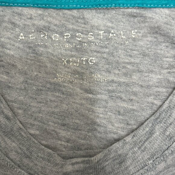 Aeropostale Est 87 Gray Short Sleeve T Shirt Teal Logo Size XLarge - Picture 6 of 8